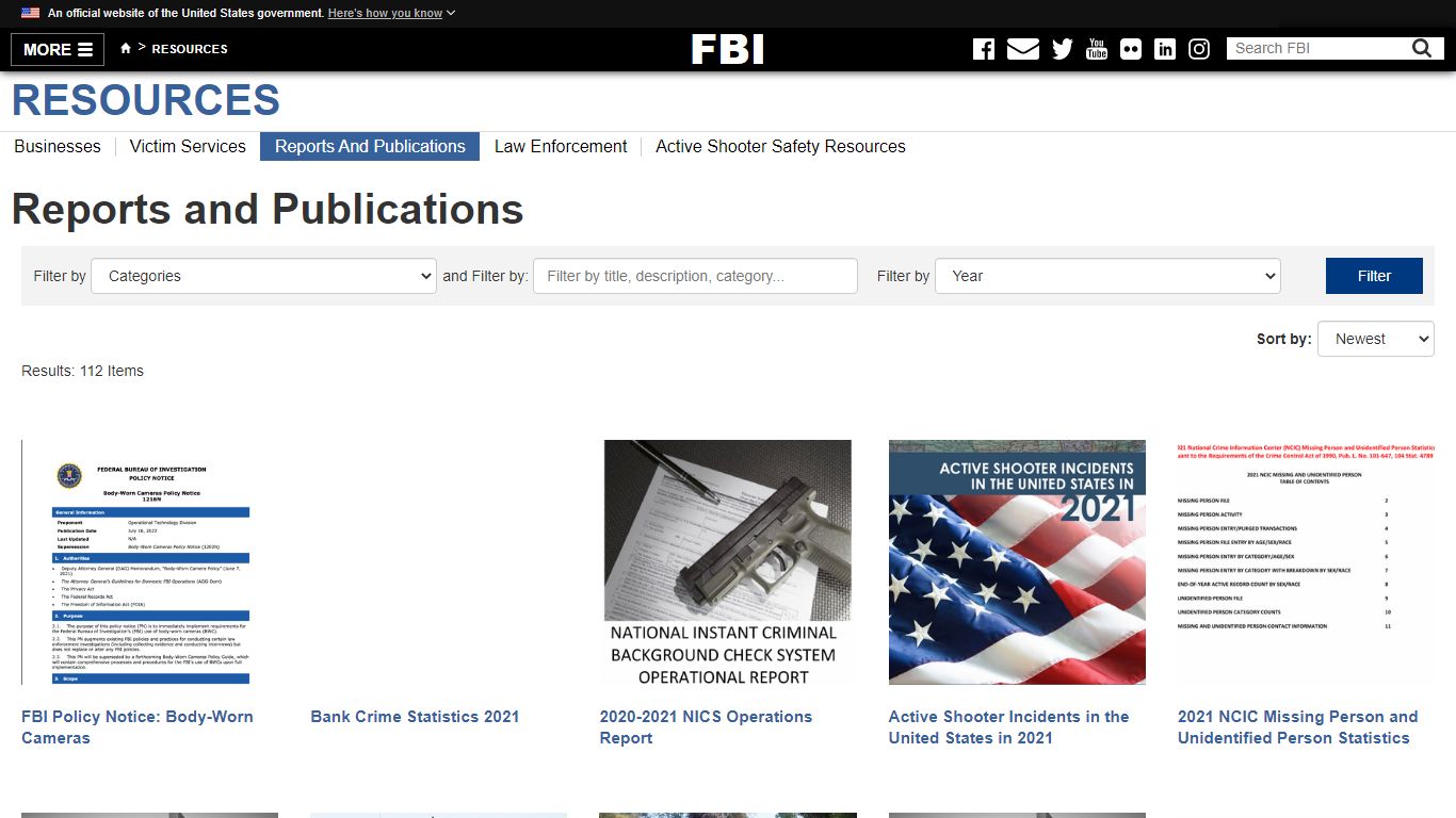 Reports and Publications — FBI - Federal Bureau of Investigation