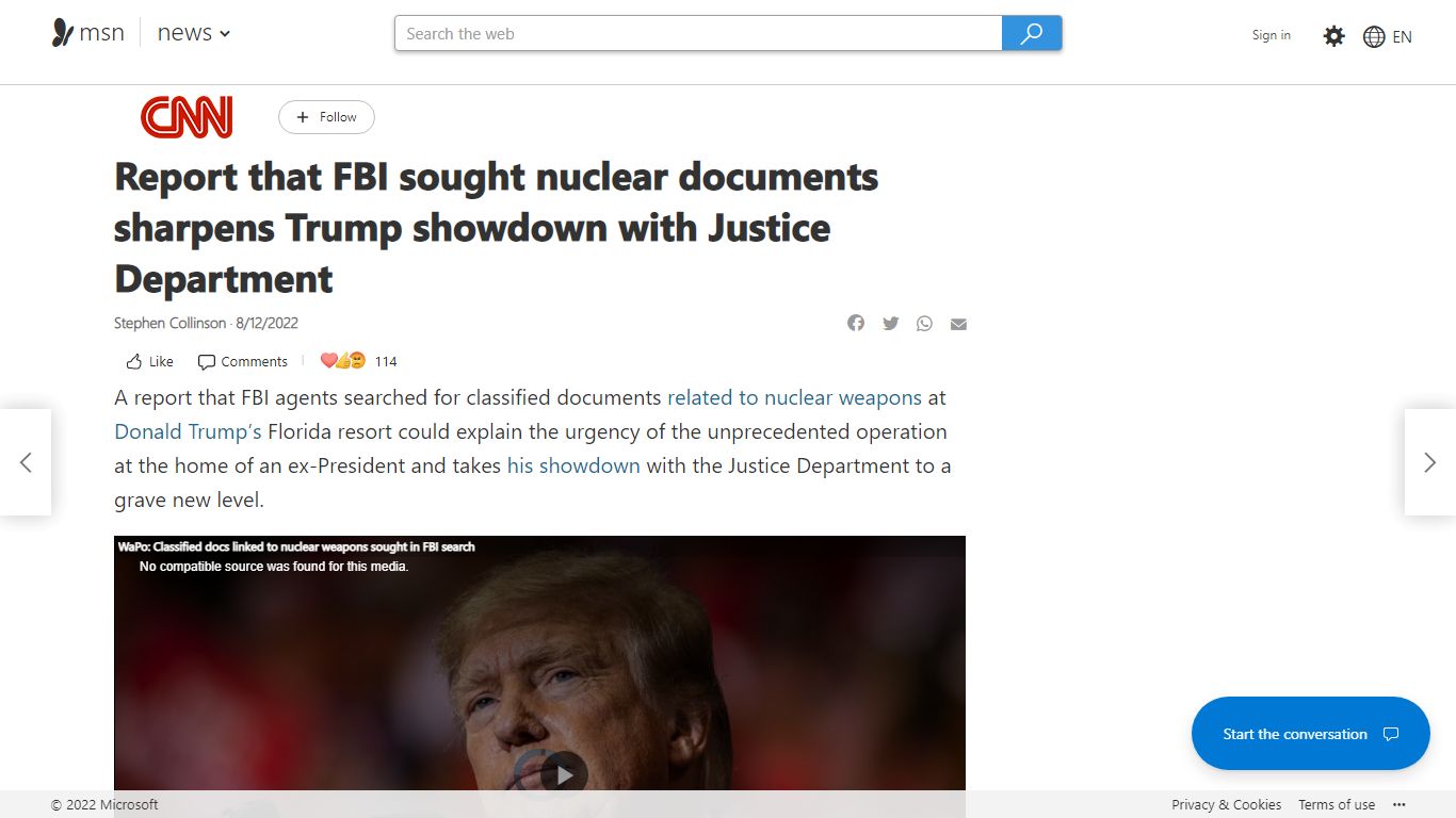 Report that FBI sought nuclear documents sharpens Trump showdown with ...